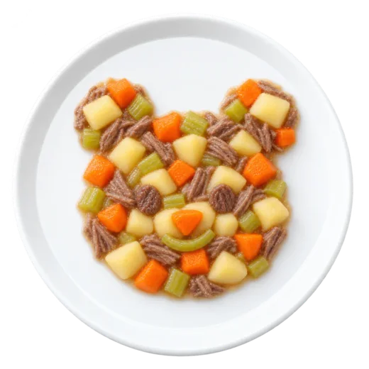 Beef and celery stew plated as a bear