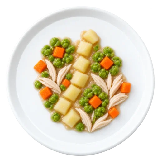 Chicken stew plated as a garden